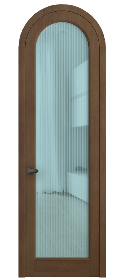 Межкомнатная дверь Палаццо 6814 Бук тёмный матовый Рифлёное голубое стекло "Moru", триплекс Цена 1212200 AMD | Volhovec
