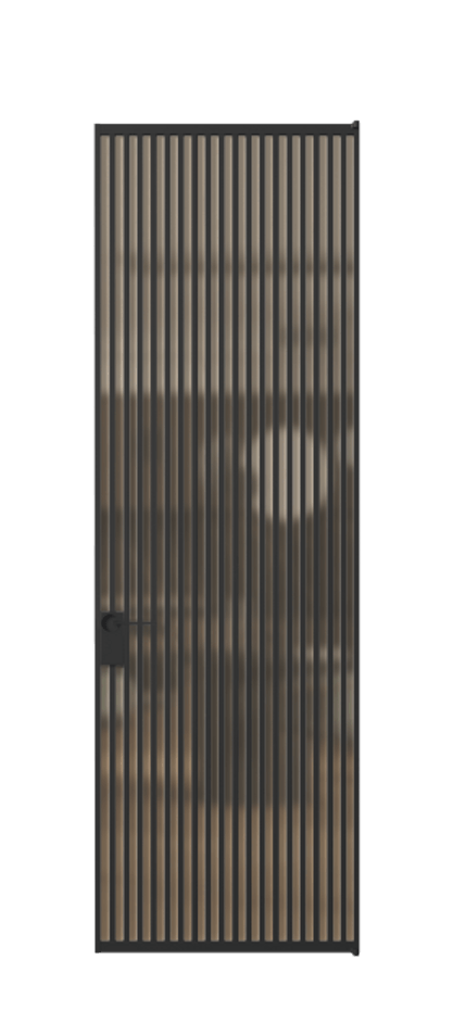 Алюминиевая дверь АЛПЛ040.06 Алюминий Черный Сатинированное оранжевое стекло, триплекс Цена 1146020  | Volhovec