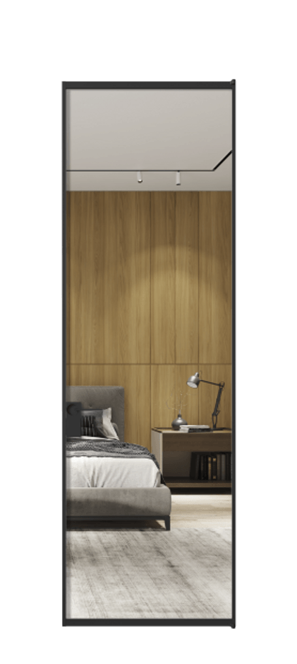 Алюминиевая дверь АЛПЛ040.01 Алюминий Черный Двустороннее зеркало, триплекс , триплекс 6 мм Цена 695520  | Volhovec