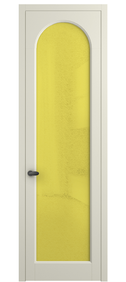 Межкомнатная дверь Палаццо 6804 Матовый молочно-белый Фактурное жёлтое стекло "Лёд", триплекс Цена 694800 AMD | Volhovec