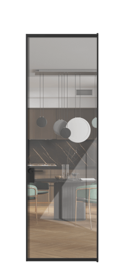 Алюминиевая дверь АЛПЛ040.01 Алюминий Черный Рефлективное прозрачное стекло "Stopsol", калёное Цена 900260  | Volhovec