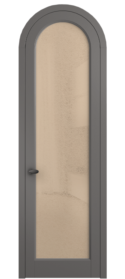 Межкомнатная дверь Палаццо 6814 Матовый классический серый Фактурное оранжевое стекло "Лёд", триплекс Цена 884500 AMD | Volhovec