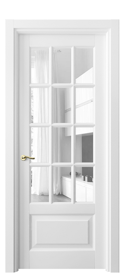 Межкомнатная дверь Лигнум 0728 Матовый белоснежный Прозрачное стекло Цена 777580 AMD | Volhovec