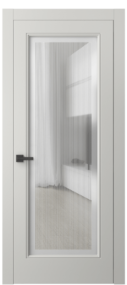 Межкомнатная дверь Линия 8300 Матовый серый Сатинированное с гравировкой "Каннелюры", триплекс Цена 83699 ₽ | Volhovec