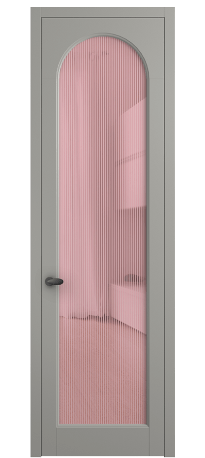 Межкомнатная дверь Палаццо 6804 Матовый нейтральный серый Рифлёное розовое стекло "Дюна", триплекс Цена 694800 AMD | Volhovec