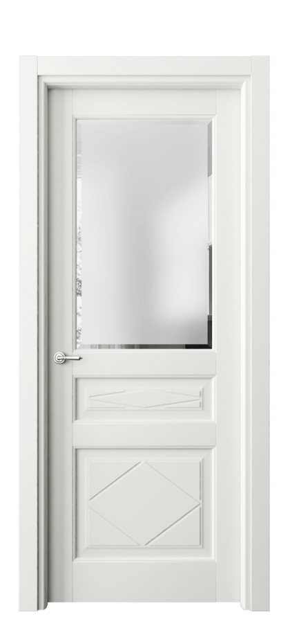 Межкомнатная дверь Toscana Rombo 6344 Бук серый Сатинированное стекло с фацетом, 6 мм Цена 107140 ₽ | Volhovec