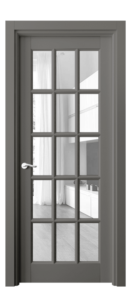 Межкомнатная дверь Лигнум 0708 Матовый классический серый Прозрачное стекло Цена 777580 AMD | Volhovec