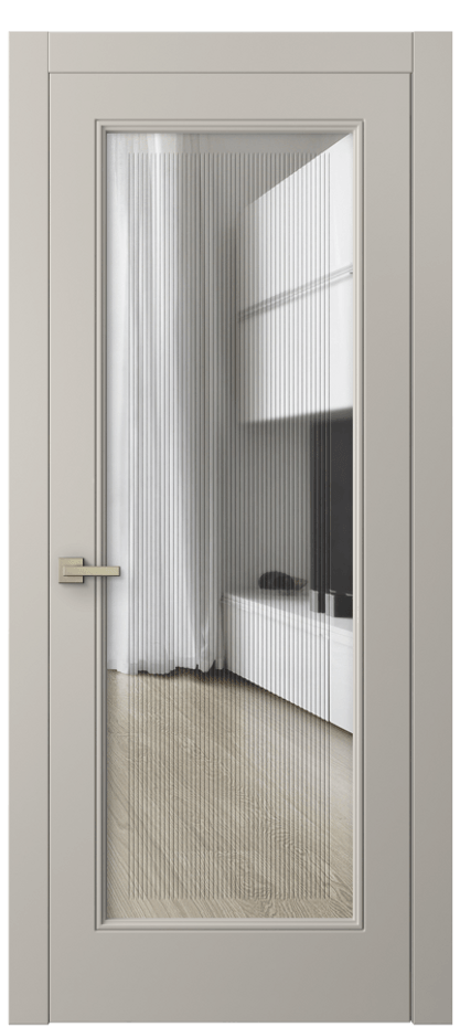 Межкомнатная дверь Linea 8300 Матовый светло-бежевый Прозрачное стекло с гравировкой "Каннелюры", триплекс Цена 564470 AMD | Volhovec