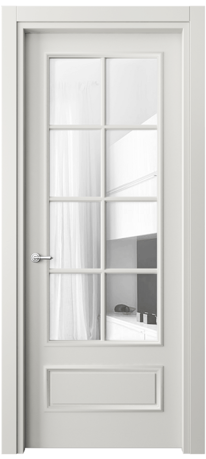 Дверь межкомнатная Paris 8112 Матовый серый Прозрачное стекло Гладкий наличник МСР Цена 3020 AZE Наличники уже входят в базовый комплект. Фабрика дверей Волховец 8 (800) 551 43 19 Межкомнатная дверь Paris 8112 Матовый серый Прозрачное стекло Цена 3020 AZE| Volhovec