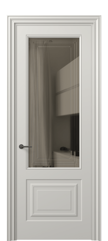 Межкомнатная дверь Mascot 8452 Матовый тёплый серый Прозрачное бронзовое стекло с гравировкой "Грани", триплекс Цена 471800 AMD | Volhovec