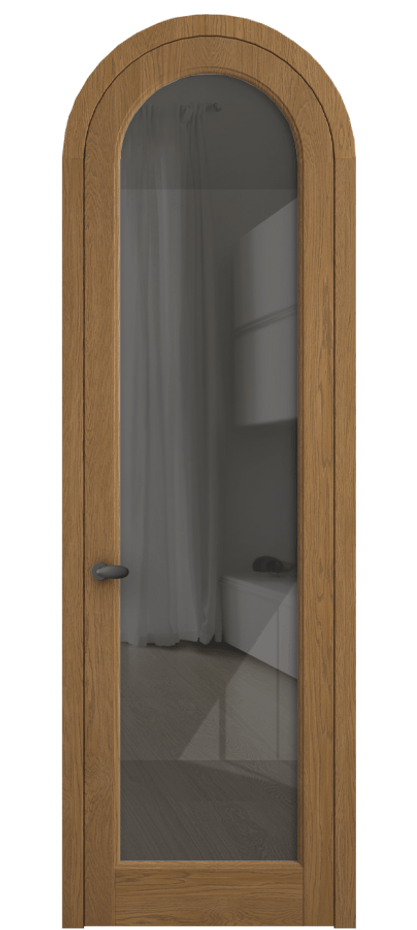 Межкомнатная дверь Палаццо 6814 Дуб пряный матовый Рефлективное серое стекло "Стопсол", калёное Цена 1445600 AMD | Volhovec