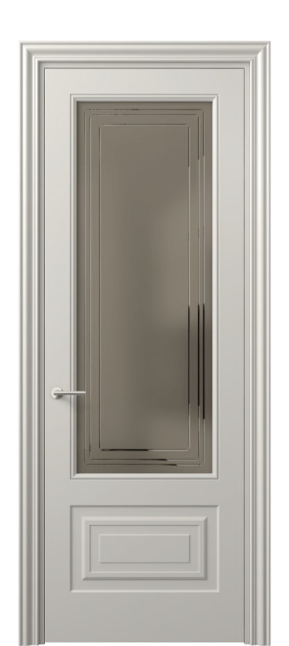 Межкомнатная дверь Маскот 8442 Матовый облачно-серый Сатинированное бронзовое стекло с гравировкой "Грани", триплекс Цена 450660 AMD | Volhovec