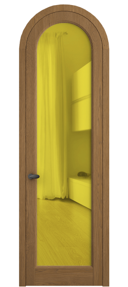 Межкомнатная дверь Палаццо 6814 Дуб пряный матовый Прозрачное жёлтое стекло, триплекс Цена 1420600 AMD | Volhovec