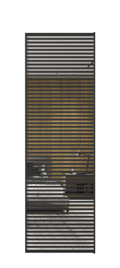 Алюминиевая дверь АЛПЛ040.07 Алюминий Черный Двустороннее зеркало, триплекс , триплекс 6 мм Цена 1146020  | Volhovec