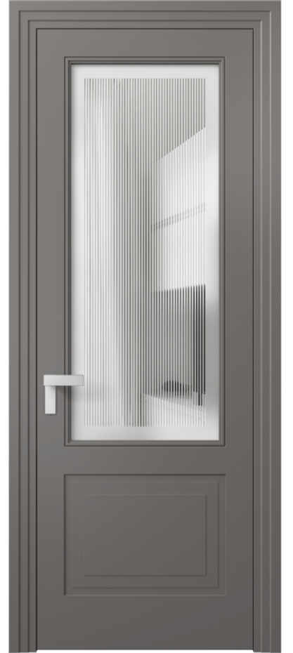 Межкомнатная дверь Rocca 8352 Матовый классический серый Сатинированное с гравировкой "Каннелюры", триплекс Цена 3620 AZE | Volhovec