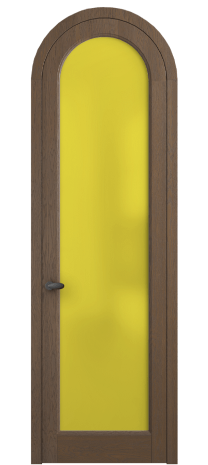 Межкомнатная дверь Палаццо 6814 Дуб туманный матовый Сатинированное жёлтое стекло, триплекс Цена 1391600 AMD | Volhovec