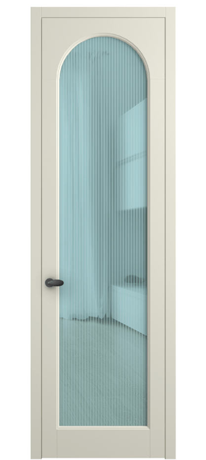 Межкомнатная дверь Палаццо 6804 Матовый молочно-белый Рифлёное голубое стекло "Moru", триплекс Цена 708300 AMD | Volhovec