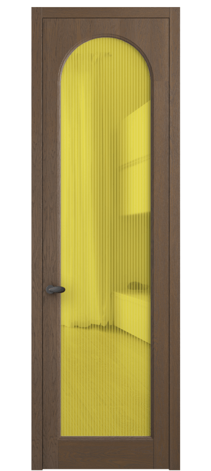 Межкомнатная дверь Палаццо 6804 Дуб туманный матовый Рифлёное жёлтое стекло "Moru", триплекс Цена 1053600 AMD | Volhovec