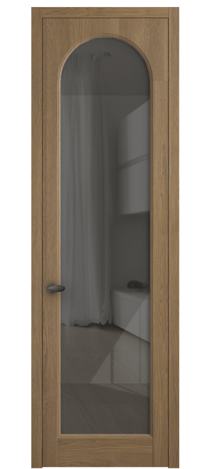 Межкомнатная дверь Палаццо 6804 Дуб мускатный матовый Рефлективное серое стекло "Стопсол", калёное Цена 8400 AZE | Volhovec