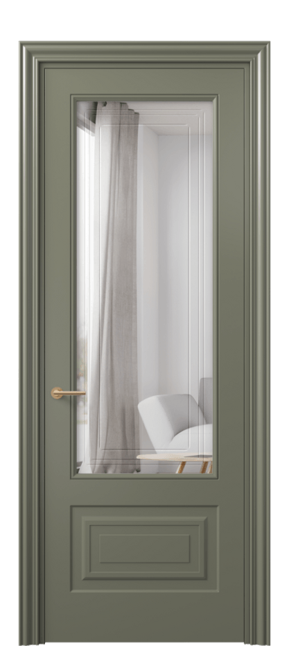 Межкомнатная дверь Mascot 8442 Матовый оливковый тёмный Двустороннее зеркало с гравировкой "Грани"», триплекс, 7 мм Цена 536820 AMD | Volhovec