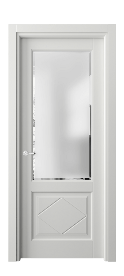 Межкомнатная дверь Тоскана Ромбо 6342 Матовый светло-серый Сатинированное стекло с фацетом Цена 681140 AMD | Volhovec