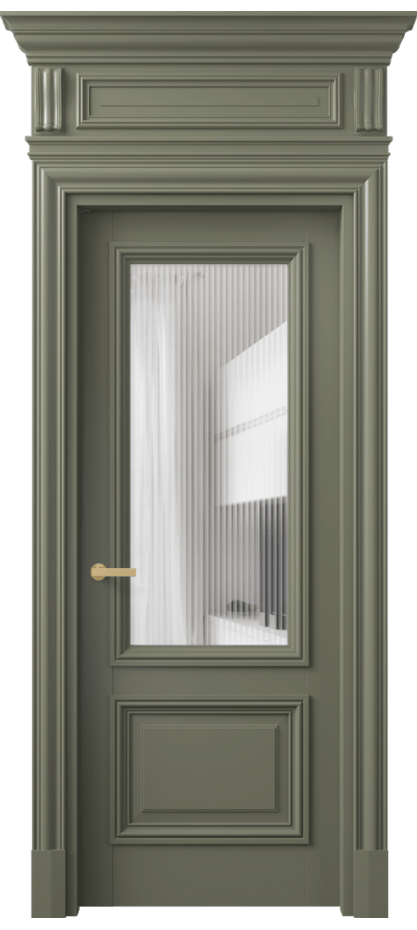 Межкомнатная дверь Антик 7302 Матовый оливковый тёмный Рифлёное стекло "Мору", триплекс Цена 1135080 AMD | Volhovec