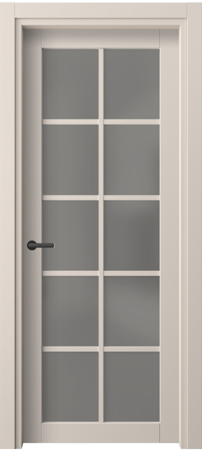 Межкомнатная дверь Нео 2106 ПЭТ пудровый бежевый Сатинированное серое стекло, триплекс Цена 77560 AMD | Volhovec
