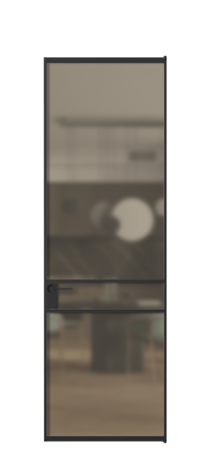 Алюминиевая дверь АЛПЛ040.02 Алюминий Черный Сатинированное бронзовое стекло, триплекс Цена 21812760  | Volhovec