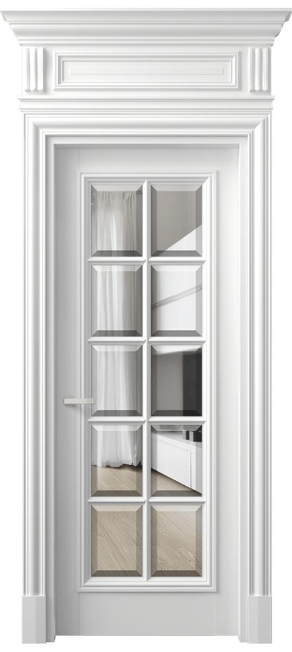 Межкомнатная дверь Антик 7310 Матовый белоснежный Прозрачное стекло с фацетом Цена 1240960 AMD | Volhovec