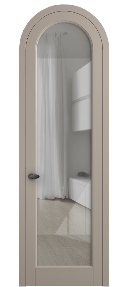 Межкомнатная дверь Палаццо 6814 Матовый бисквитный Рефлективное прозрачное стекло "Стопсол", калёное Цена 918900 AMD | Volhovec