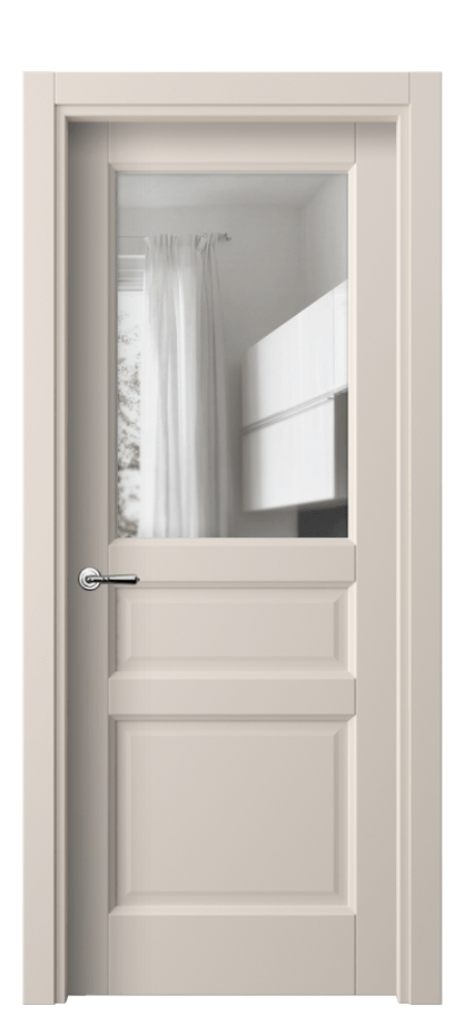 Межкомнатная дверь Галант 1432 ПЭТ пудровый бежевый Прозрачное стекло Цена 39250 сом | Volhovec