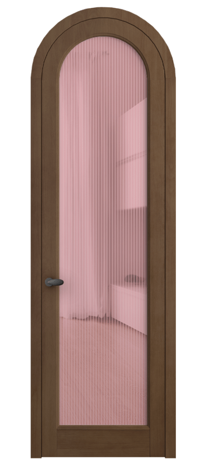 Межкомнатная дверь Палаццо 6814 Бук тёмный матовый Рифлёное розовое стекло "Мору", триплекс Цена 1212200 AMD | Volhovec