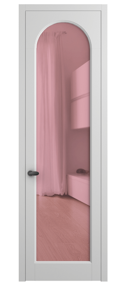 Межкомнатная дверь Палаццо 6804 Матовый белоснежный Прозрачное розовое стекло, триплекс Цена 97029 ₽ | Volhovec