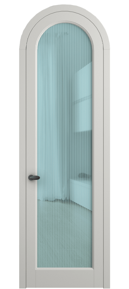 Межкомнатная дверь Палаццо 6814 Матовый серый Рифлёное голубое стекло "Мору", триплекс Цена 898000 AMD | Volhovec