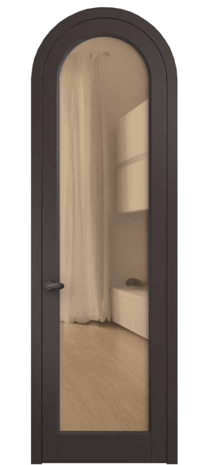 Межкомнатная дверь Палаццо 6814 Матовый антрацит Прозрачное оранжевое стекло, триплекс Цена 125159 ₽ | Volhovec