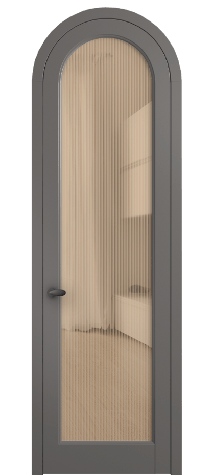 Межкомнатная дверь Палаццо 6814 Матовый классический серый Рифлёное оранжевое стекло "Мору", триплекс Цена 898000 AMD | Volhovec