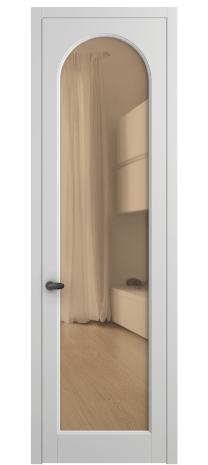 Межкомнатная дверь Палаццо 6804 Матовый белоснежный Прозрачное оранжевое стекло, триплекс Цена 97029 ₽ | Volhovec