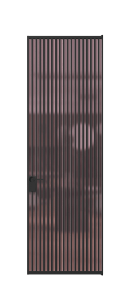 Алюминиевая дверь АЛПЛ040.06 Алюминий Черный Сатинированное розовое стекло, триплекс Цена 1146020  | Volhovec