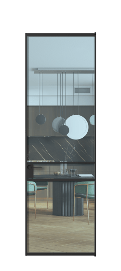 Алюминиевая дверь АЛПЛ040.02 Алюминий Черный Прозрачное голубое стекло, триплекс Цена 21812760  | Volhovec