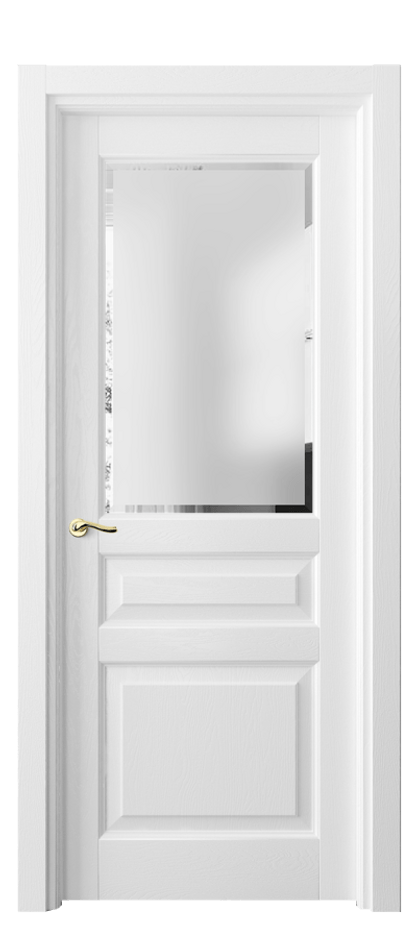 Межкомнатная дверь Лигнум 0710 Дуб белоснежный Сатинированное стекло с фацетом Цена 921900 AMD | Volhovec