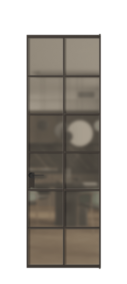 Алюминиевая дверь АЛПЛ040.05 Алюминий антрацит Сатинированное бронзовое стекло, триплекс Цена 866810  | Volhovec