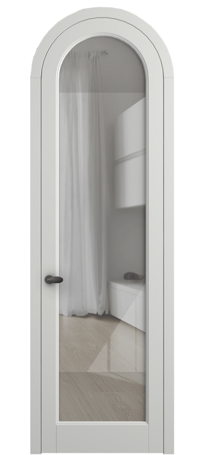 Межкомнатная дверь Палаццо 6814 Матовый светло-серый Рефлективное прозрачное стекло "Стопсол", калёное Цена 898000 AMD | Volhovec