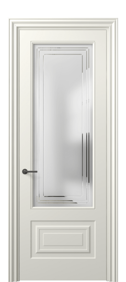 Межкомнатная дверь Mascot 8442 Матовый жемчужный Сатинированное стекло с гравировкой "Грани", триплекс, 7 мм Цена 62079 ₽ | Volhovec