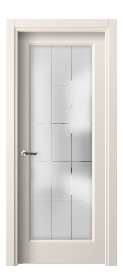 Межкомнатная дверь Галант 1402 ПЭТ кремово-белый Сатинированное стекло с гравировкой "Лофт" Цена 202720 AMD | Volhovec