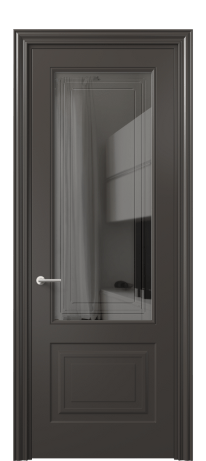 Межкомнатная дверь Маскот 8452 Матовый антрацит Прозрачное серое стекло с гравировкой "Грани", триплекс Цена 579300 AMD | Volhovec