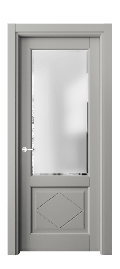 Межкомнатная дверь Тоскана Ромбо 6342 Матовый нейтральный серый Сатинированное стекло с фацетом Цена 654840 AMD | Volhovec