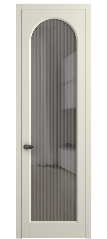 Межкомнатная дверь Палаццо 6804 Матовый молочно-белый Рифлёное серое стекло "Moru", триплекс Цена 708300 AMD | Volhovec
