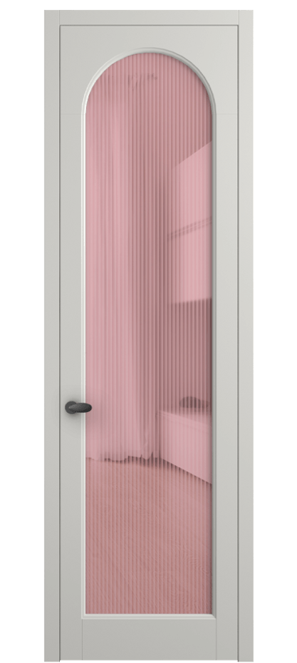 Межкомнатная дверь Палаццо 6804 Матовый серый Рифлёное розовое стекло "Мору", триплекс Цена 708300 AMD | Volhovec