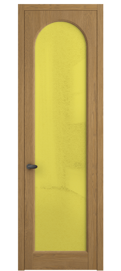 Межкомнатная дверь Палаццо 6804 Дуб солнечный матовый Фактурное жёлтое стекло "Лёд", триплекс Цена 1069100 AMD | Volhovec