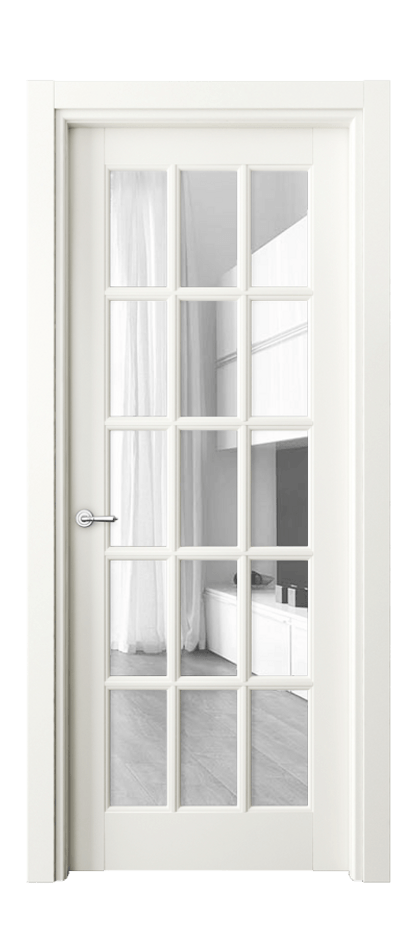 Межкомнатная дверь Тоскана Грильято 6311 Матовый жемчужный Прозрачное стекло Цена 754650 AMD | Volhovec